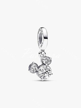Pandora Disney Mickey Mouse Sparkling Head Silhouette Dangle Charm